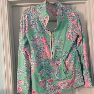 Lilly Pulitzer Mint, Pink & Blue Half-Zip Pullover Bomber Jacket